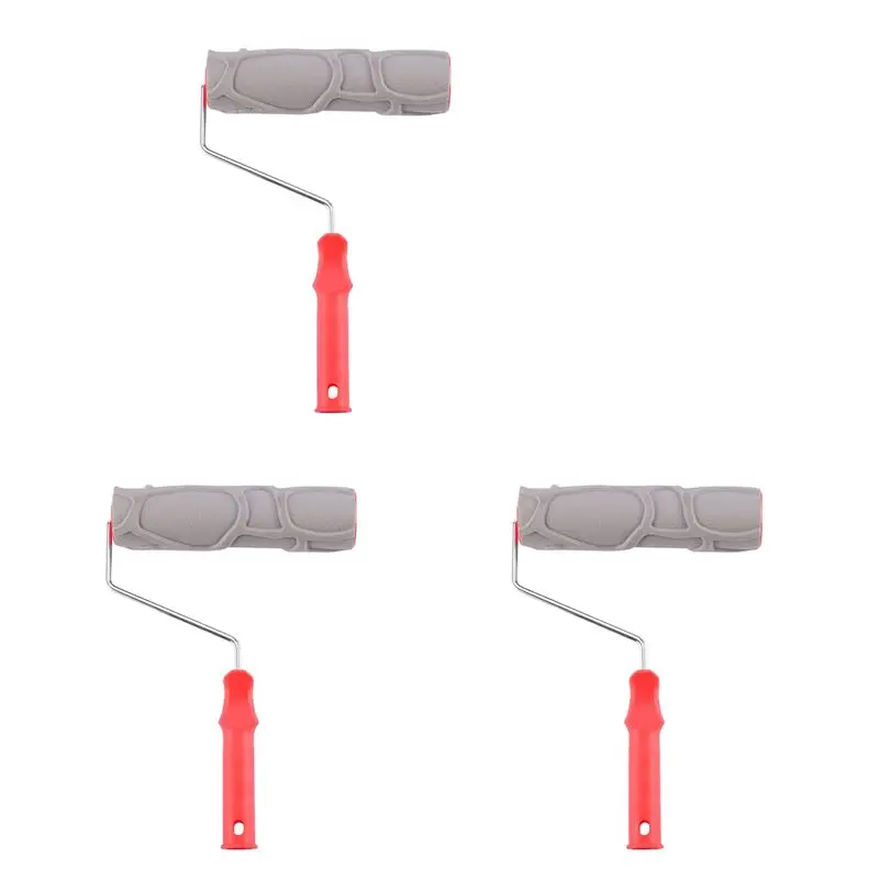 ABJI-3X Stone Texture Rubber Embossed Paint Roller Brush Hand Tool Indoor And Outdoor Home Bedroom DIY Wall Decoration Tool