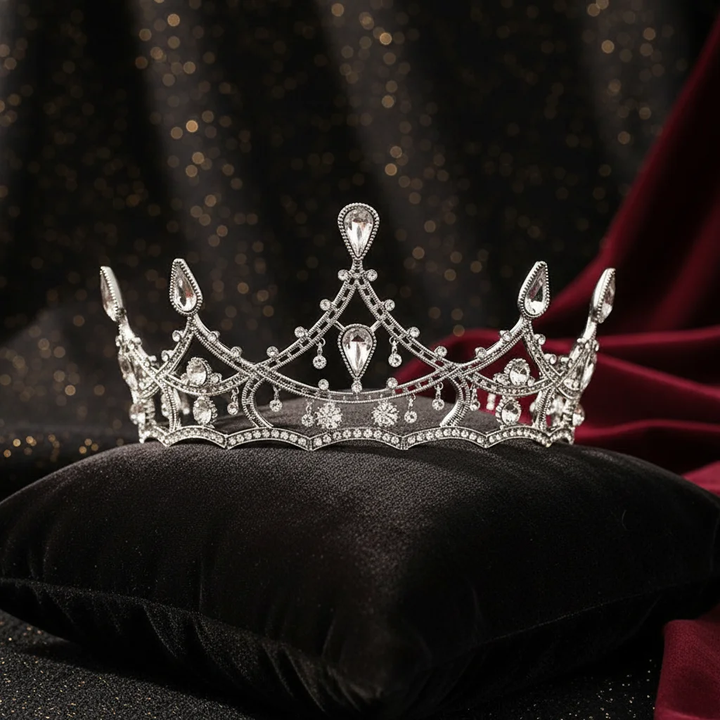 1 couronne baroque en cristal, style rétro élégant, accessoire léger en alliage pour mariée, fête de mariage, bal de promo, reine des balles