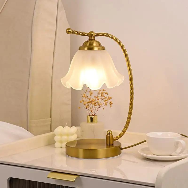 table lamp bedroom bedside cabinet lamp light luxury 2023 new wedding ever burning vintage French style high sense master bedroo