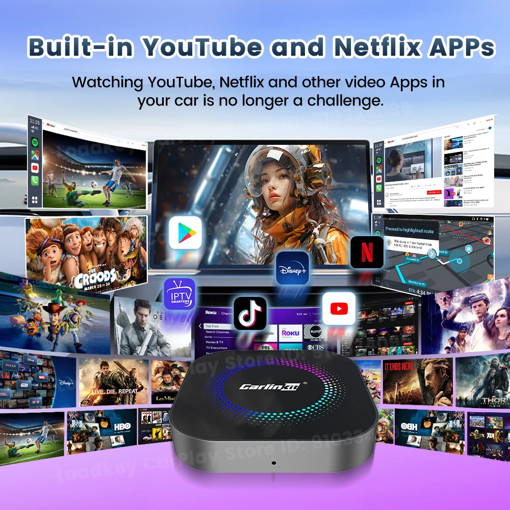128G CarlinKit Wireless CarPlay Wired to Wireless CarPlay Adapter Auto Connect QCM6225Car AI BOX Plug&Play For Youtube Netflix