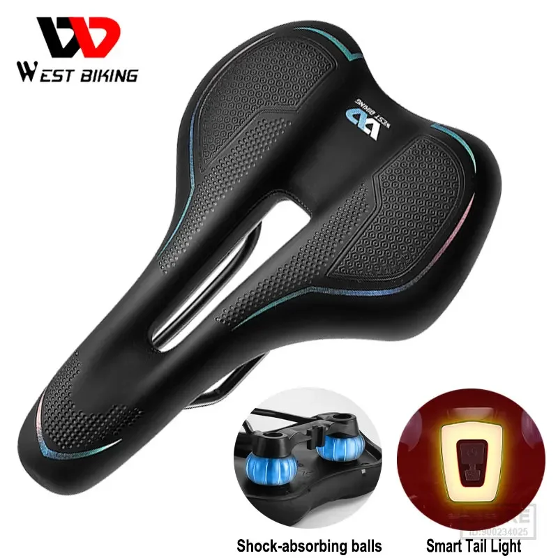 WEST BIKING Bicycle Saddle High-stretch Sponge MTB Road Bike Seat Comfortable Cycling Shock Absorption Hollow Breathable Cushion