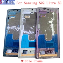 Housing Middle Frame LCD Bezel Plate Panel Chassis For Samsung S22 Ultra 5G S908 S908B S908UPhone Metal LCD Frame Repair Parts