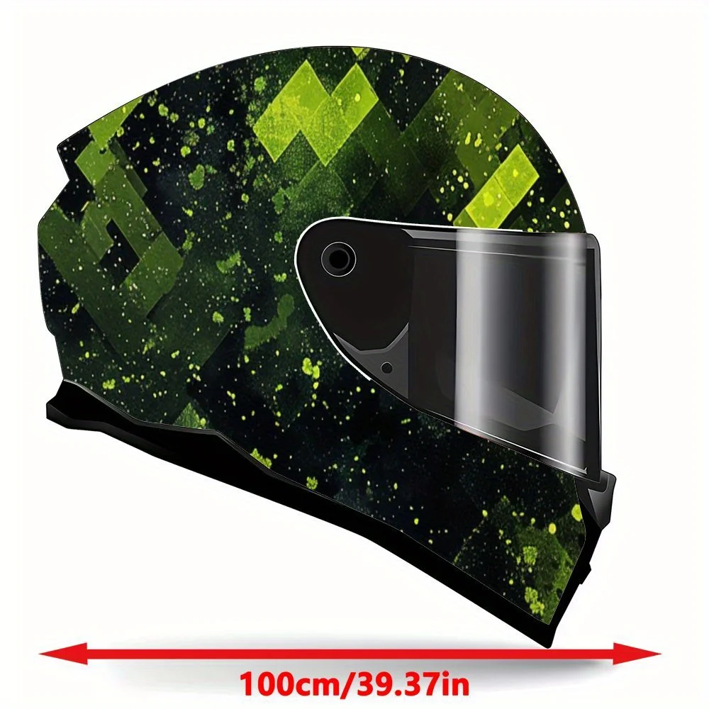 Neon Green Splatter on Black Helmet Vinyl Wrap, Waterproof Removable Decals for Motorcycle Bike Helmets, Anti-Scratch Universal