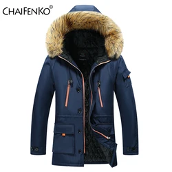 Parka de talla grande para hombre, abrigo cálido y grueso con capucha a prueba de viento, Parka informal clásica a la moda con cuello de piel, invierno, 2022