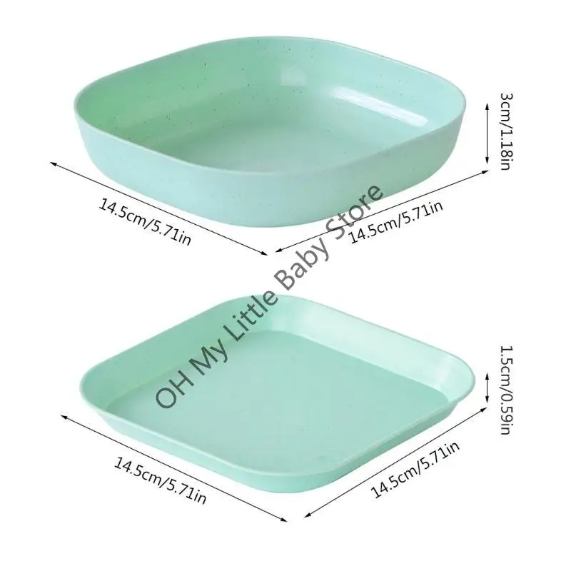 طبق عشاء M76C من قش القمح، أطباق الحبوب الصحية، آمن للاستخدام في غسالة الأطباق والميكروويف، صغير الحجم