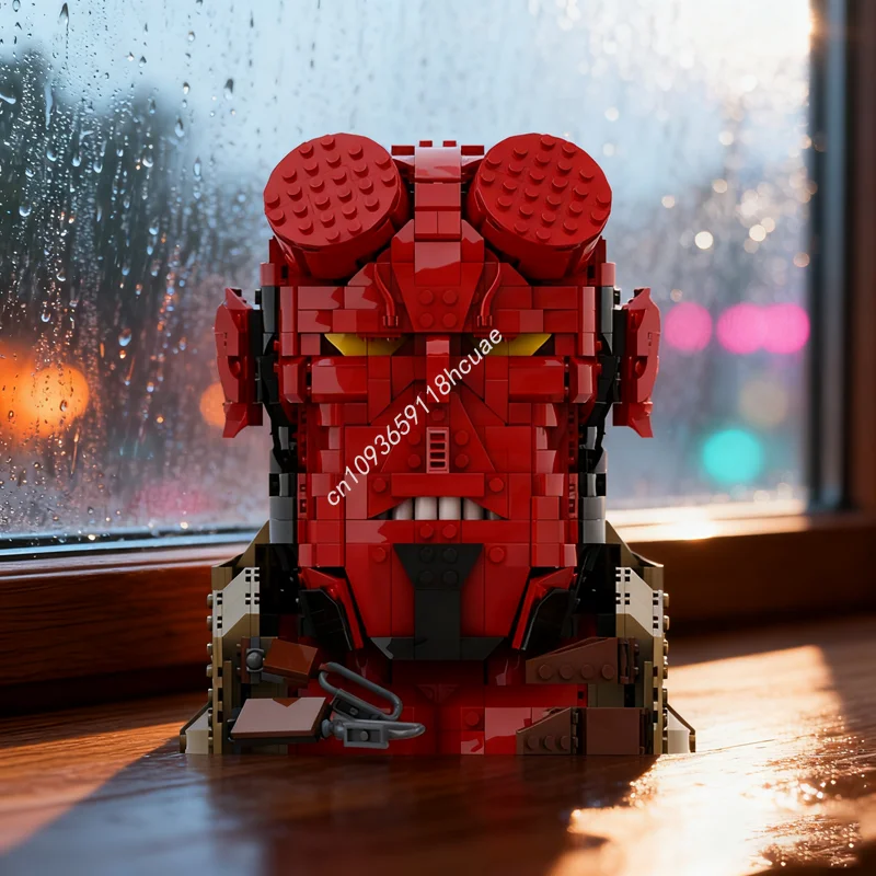 

1328pcs MOC The Red HellBoy Bust Creatored Model Building Blocks Construction Assemble DIY Christmas Gift Creative Toy Brick