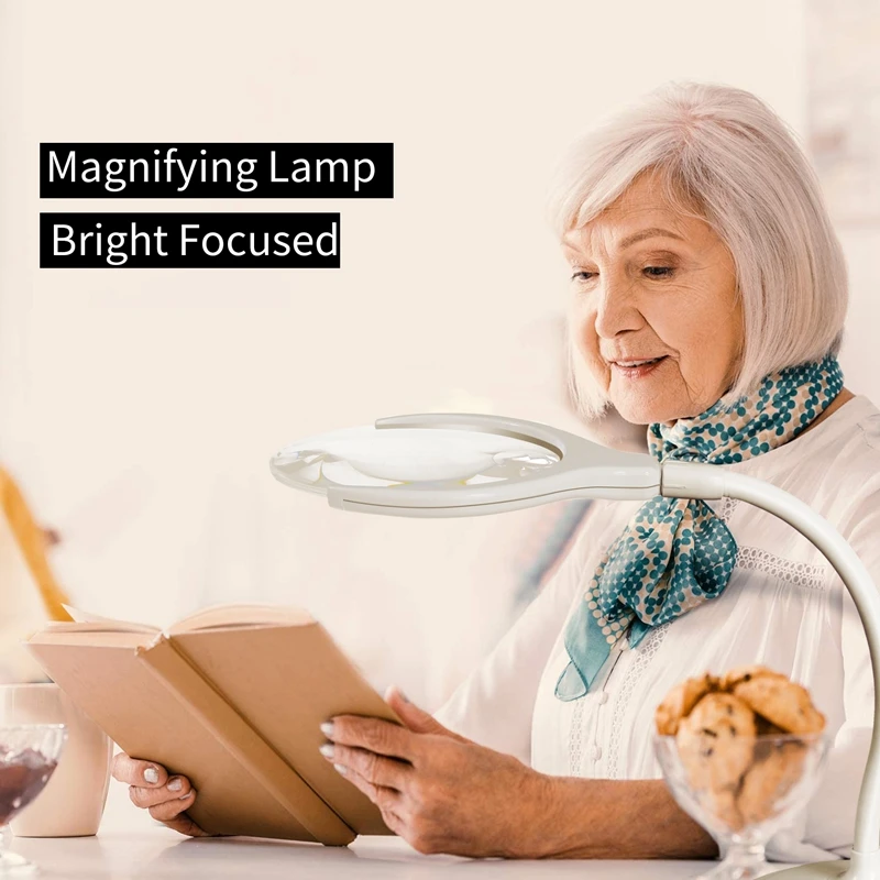 Handheld Magnifier 3X 8X Illuminated Desk Table Led Lamp Magnifying Glass Rechargeable Magnifier With Light For Crafts, Hobbies,