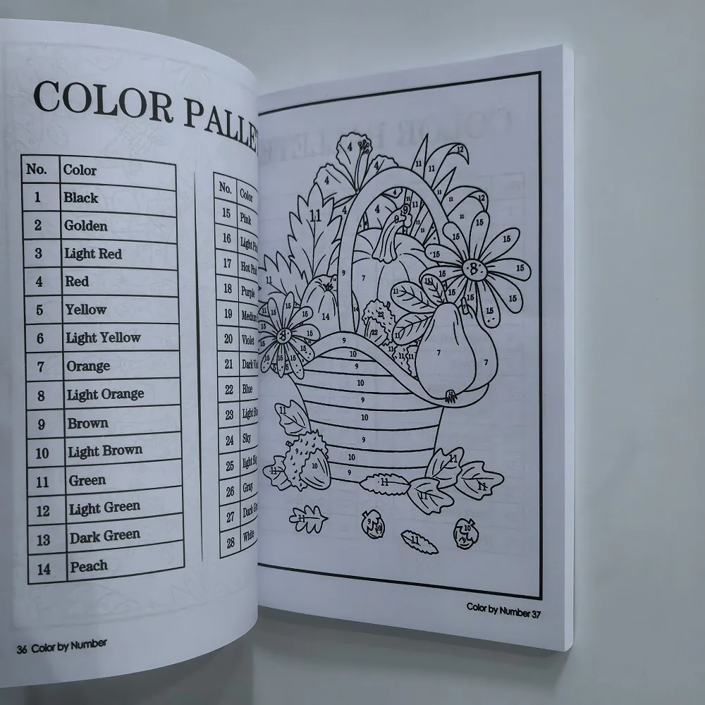 Color By Number For Adult Colouring Book: A Unique Background Paper Adult Colouring Book For Men Women & Teens Stress Relief