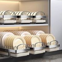 Stainless Steel Pull-out Dish Rack Large Drawer Type Kitchen Dish Racks with Handle with Drain Tray Slide Out Pantry Shelves