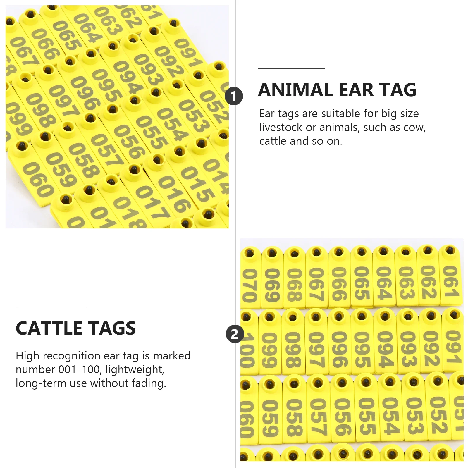 

100Pcs Numbered Livestock Id Tag Tpu Waterproof Antiuv Animal Ear Tags for Cattle Easy to Identify Livestock Id Tag