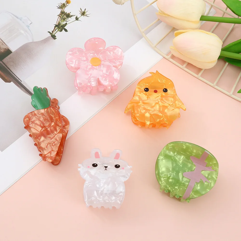 

Easter Cute Animal Series Hair Clip Colorful Chicken Rabbit Claw Clip Sweet Flower Shark Clip for Women Girls Hair Accessories
