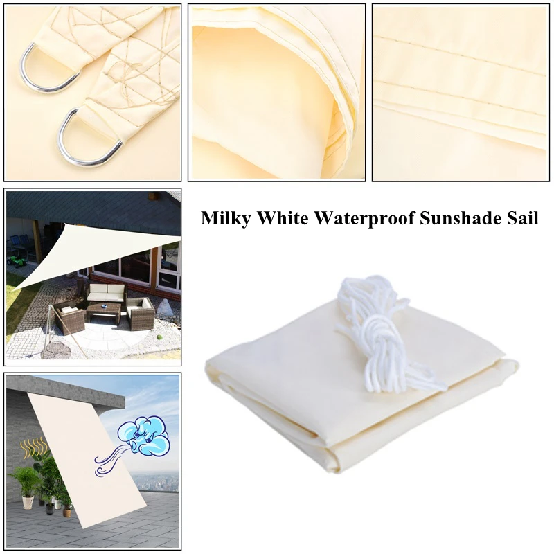 

Milky White Waterproof Sunshade Sail Swimming Pool Sun Shade Sail Outdoor Awning 95% Shade Rate Garden Shading Rainproof Cloth