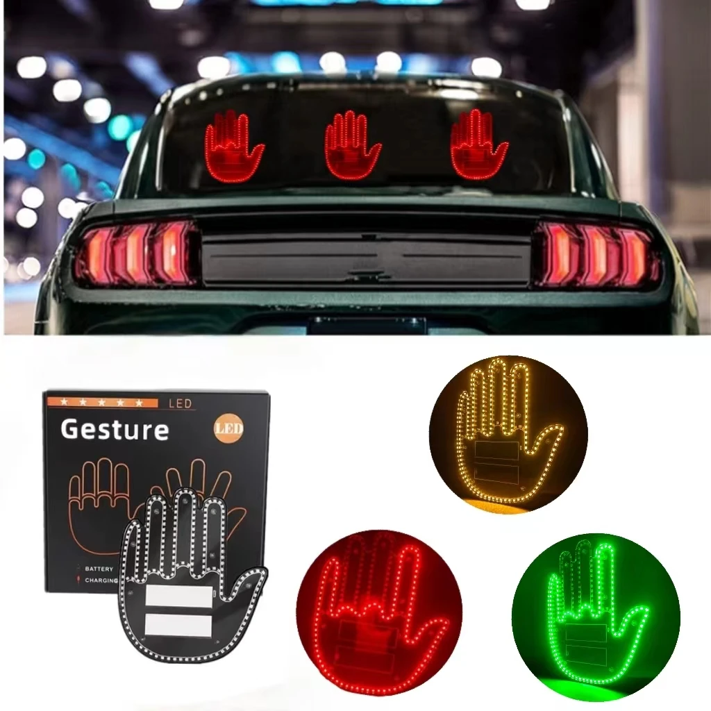 

Creative Fun Remote Control Led Gesture Lamp Car Interior Truck Windshield LED Middle Finger Sign Warning Lighting Accessories