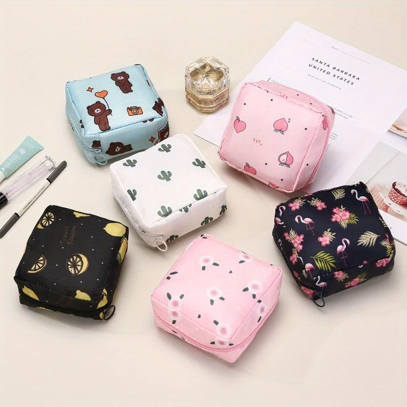 

Women Sanitary Napkin Tampon Storage Bag Portable Waterproof Organizer Pouch Cartoon Pattern Sanitary Napkin Bag Cute period