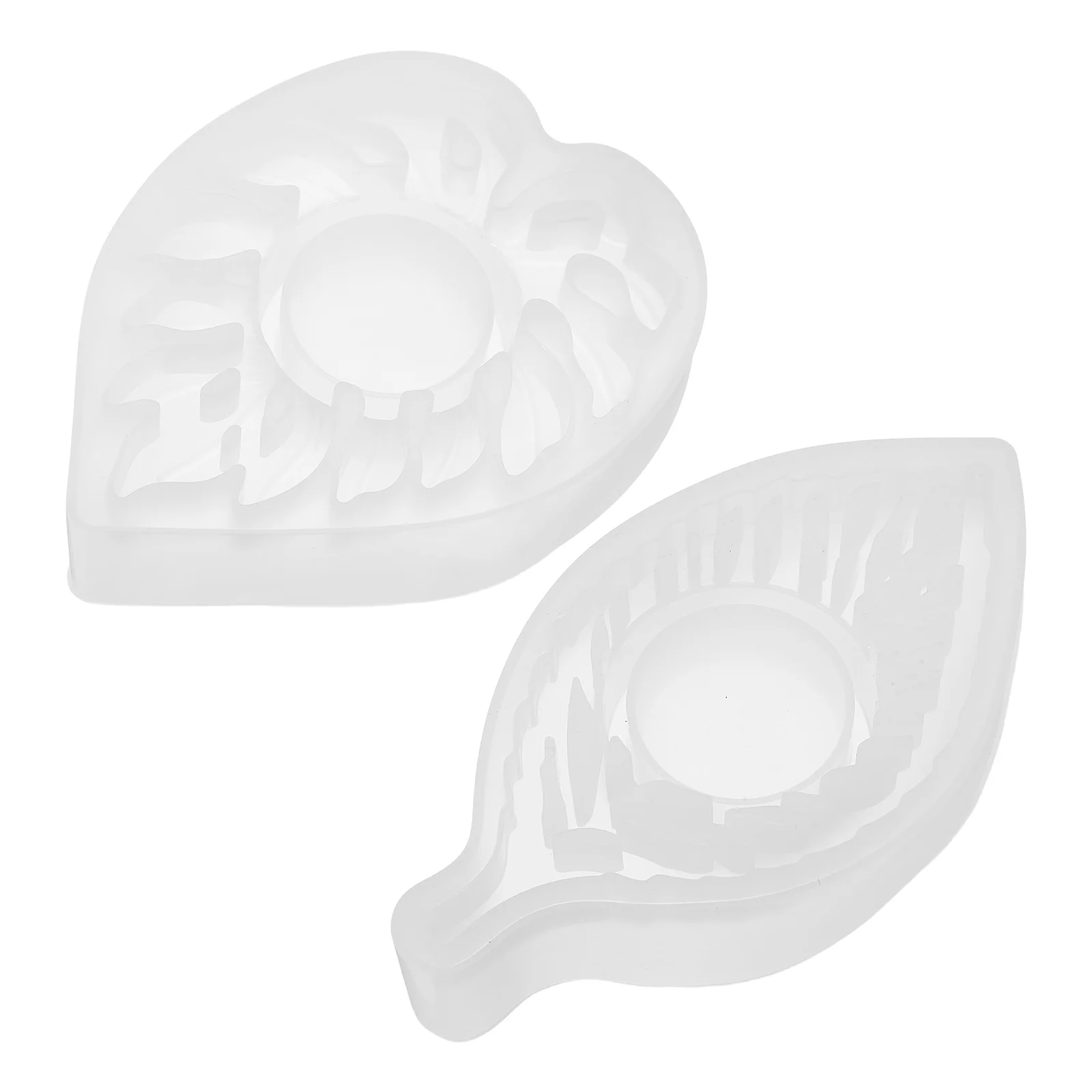 

2pcs Heart Holder Silicone Mold Heat Resistant Epoxy Resin Molds Tealight Holders Hollow Leaf Shaped Mold For