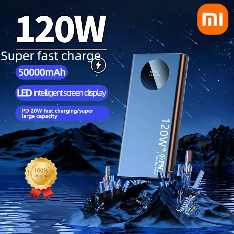 Xiaomi 50000mAh 120W High Capacity Power Bank Super-Fast Charging Powerbank Portable Battery Charger For iPhone Samsung Huawei
