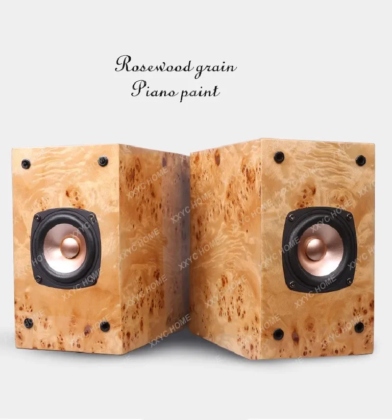 Bookself Speakers 89dB  Q4 Full Range One Drive Speakers Real Wood Veneer Piano Paint 4 Inch