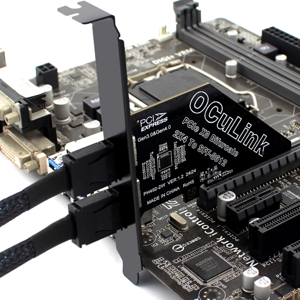 

PCIeX8 To 2 Port Oculink SFF 8611 & 8612 Expansion Adapter Adapter Card Expansion Card Convert Card for Os /Windows / Linux