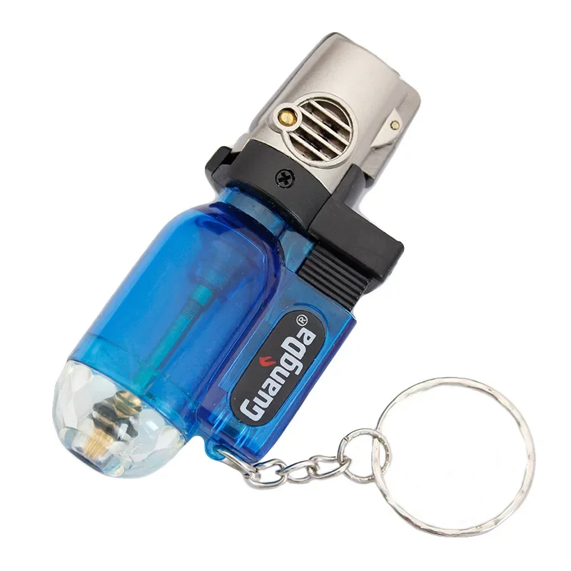 Mini Keychain Windproof Lighter Transparent Small Welding Gun Lighter Inflatable Cigarette Lighter Smoking Accessories