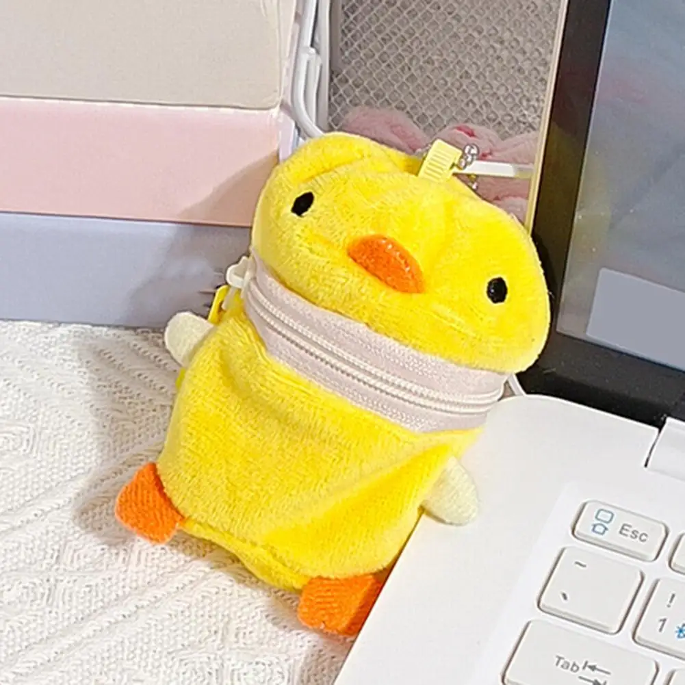 Cartoon Stuffed Animal Coin Purse Plush Bunny Dog Design Mini Zipper Wallet Keychain Charm For Small Accessories Storage