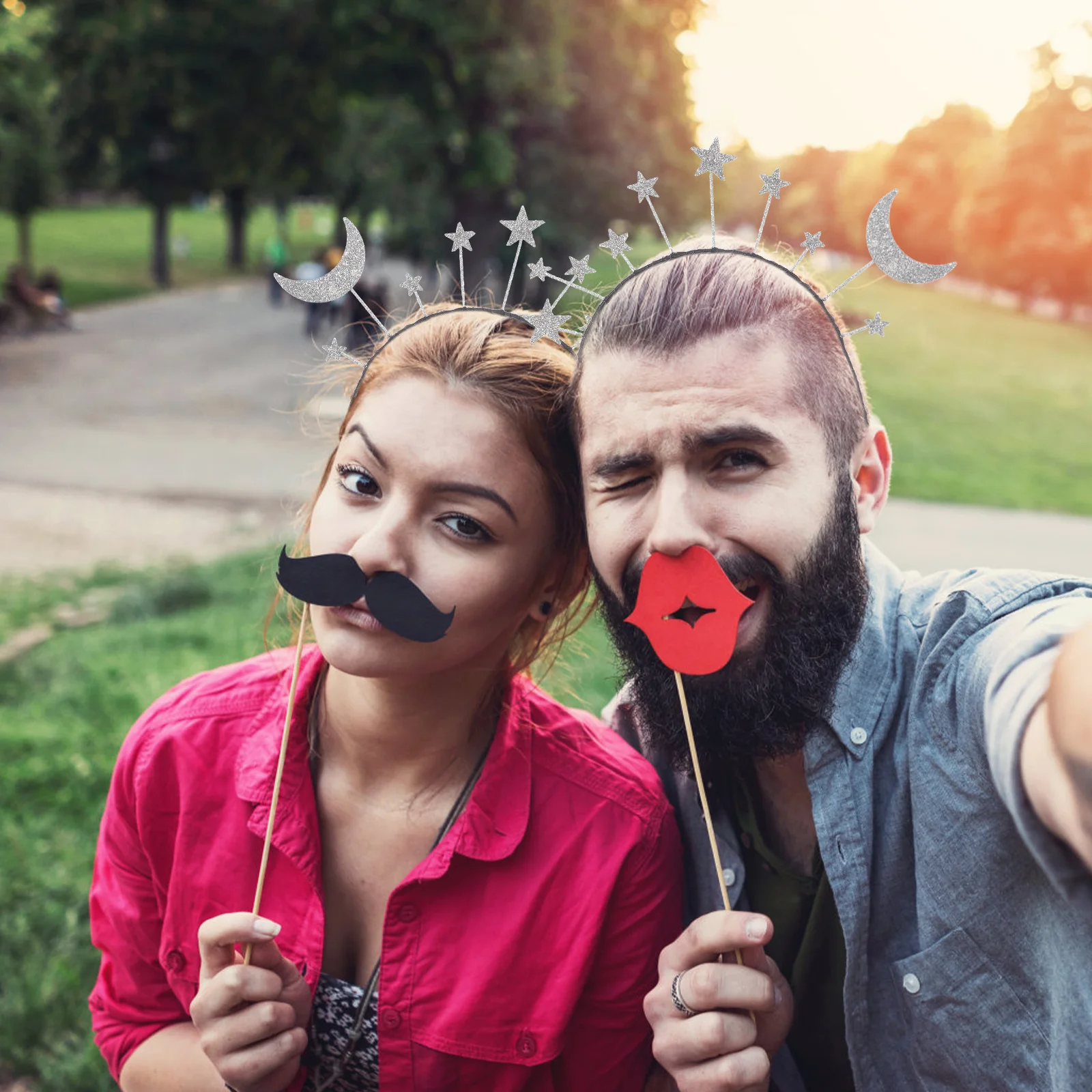 

1pc Star Moon Hairband Lightweight Alloy Decorative Headband Creative Lovely Hair Accessory For Selfie Party Wear Braiding Tool