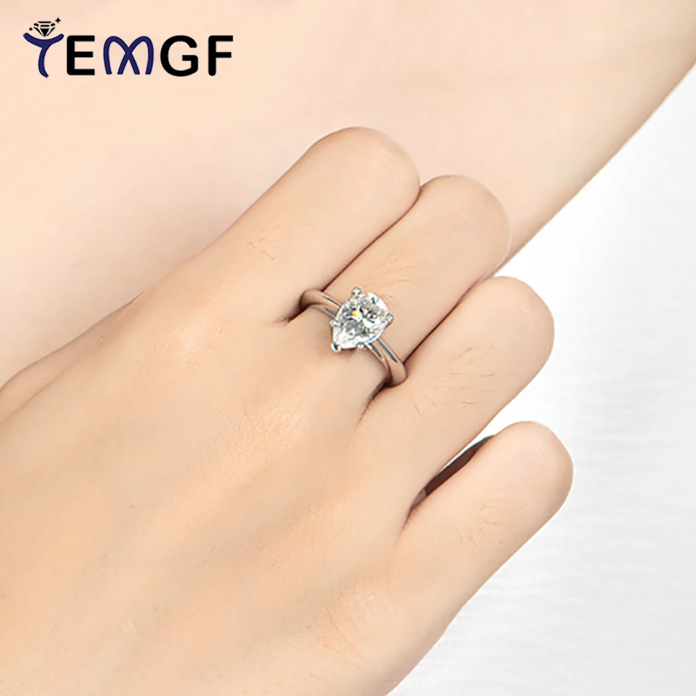

TEMGF 2CT Moissanite Rings S925 Sterling Silver for Women Wedding Engagement Classic Elegant Fine Jewelry GRA Certification