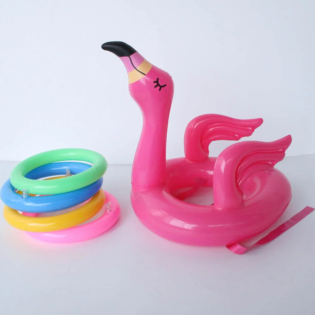 5 ชิ้นของหนึ่งชุด PVC โยนของเล่น Inflatable Flamingo แหวนน่ารักน้ําของเล่น Interactive โยนแหวนตลก Toss เกมของเล่นสําหรับ B