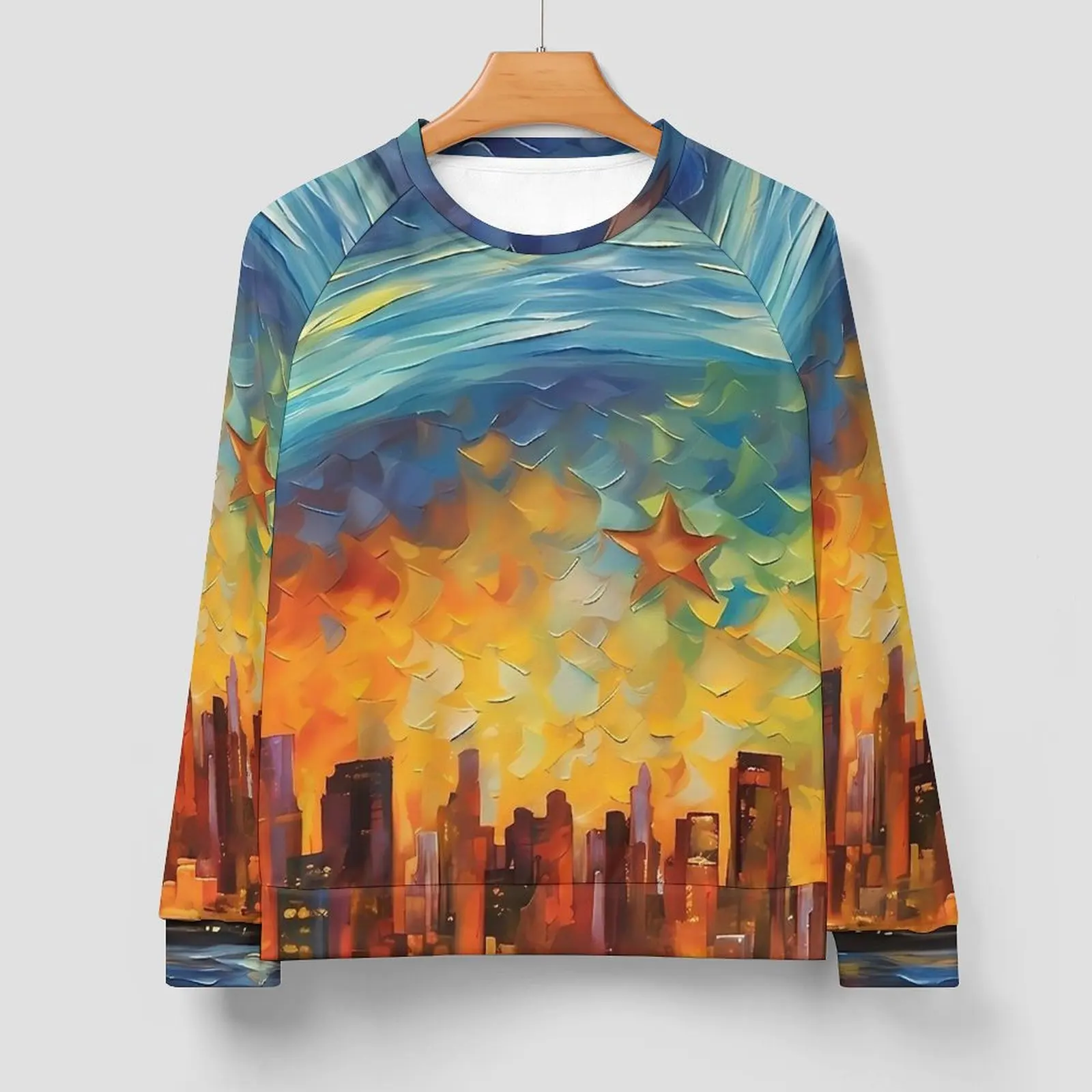 Abstract Starry Night Streetwear Sweatshirts Winter Van Gogh Trendy Hoodies Man Oversized Casual Graphic O Neck Hoodie