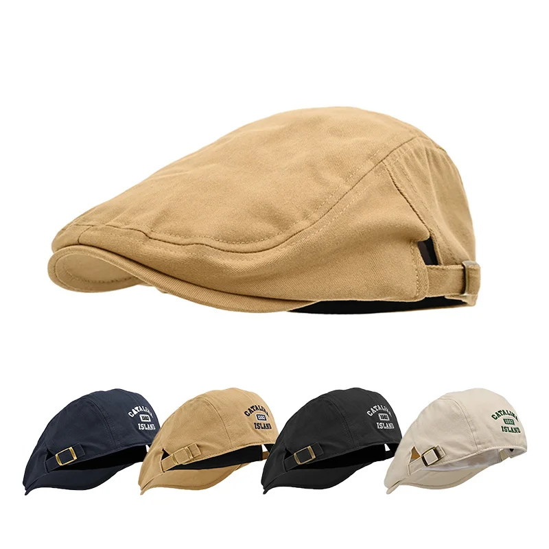 

Men Women Beret Fashion Letter Embroidery Flat Cap Spring Summer Visor For Male Female Vintage Cotton Casual Gatsby Newsboy Cap