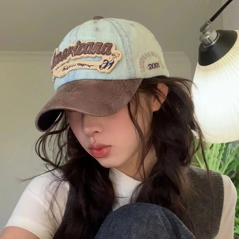 

Джинсовая бейсболка в стиле пэчворк для женщин, фуражка с длинными полями и вышивкой для мужчин и женщин, кепки в стиле хип-хоп, уличная одежда