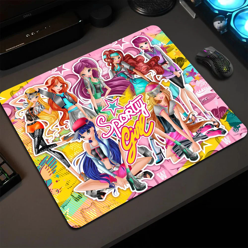 W-Winx Club Mousepad Small LockEdge Mouse Pad For Gamers Computer Desk Pad Rectangular Anti-slip Rubber