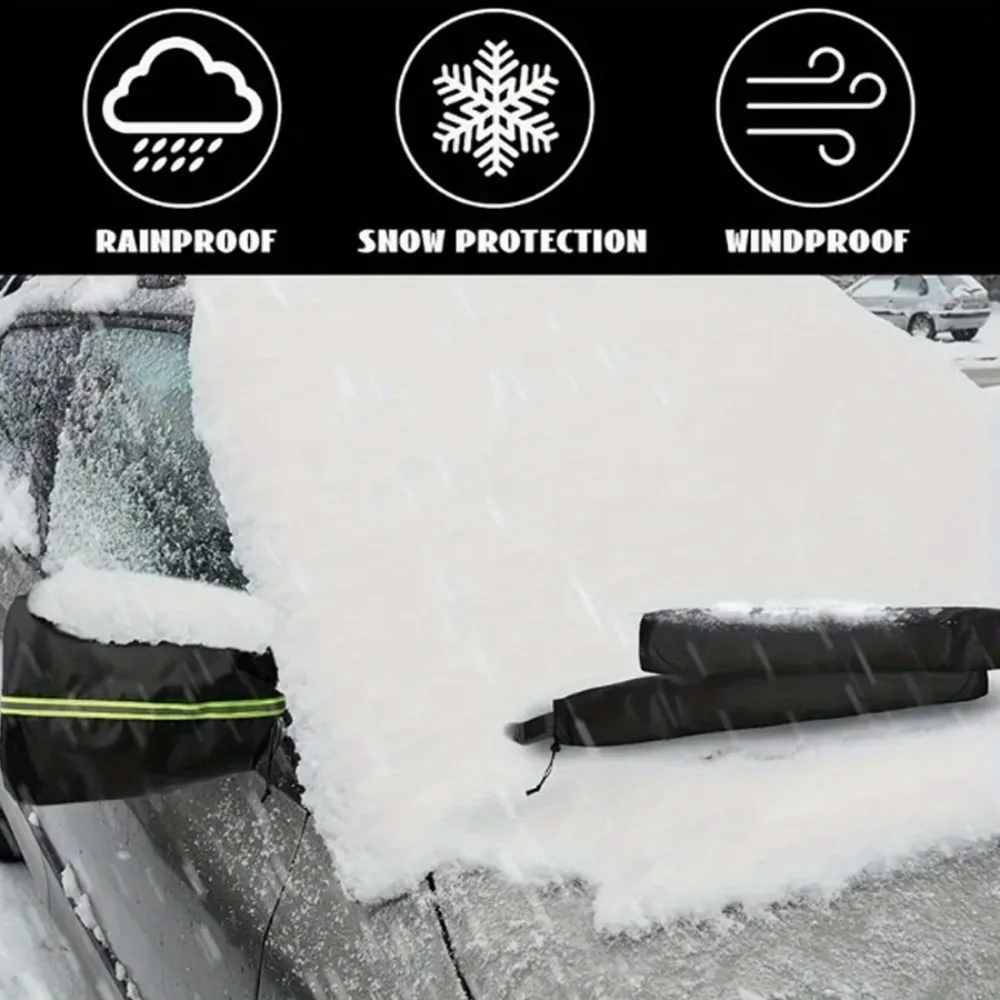 

5 шт. черный автомобильный снежный чехол для зеркала заднего вида, чехол для переднего дворника, защита от пыли и дождя, подходит для зимнего использования