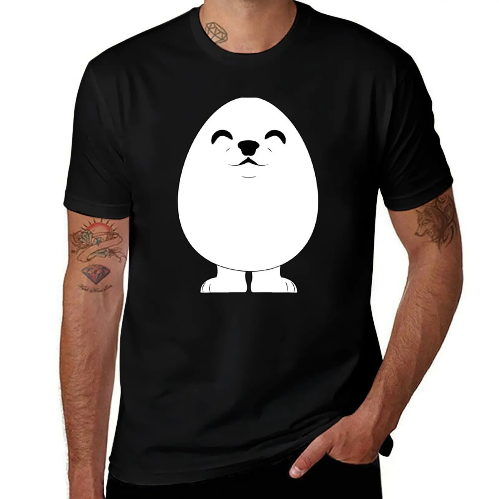 

white smiling eggdog T-Shirt Everyday Wear Basic Short Sleeve Top
