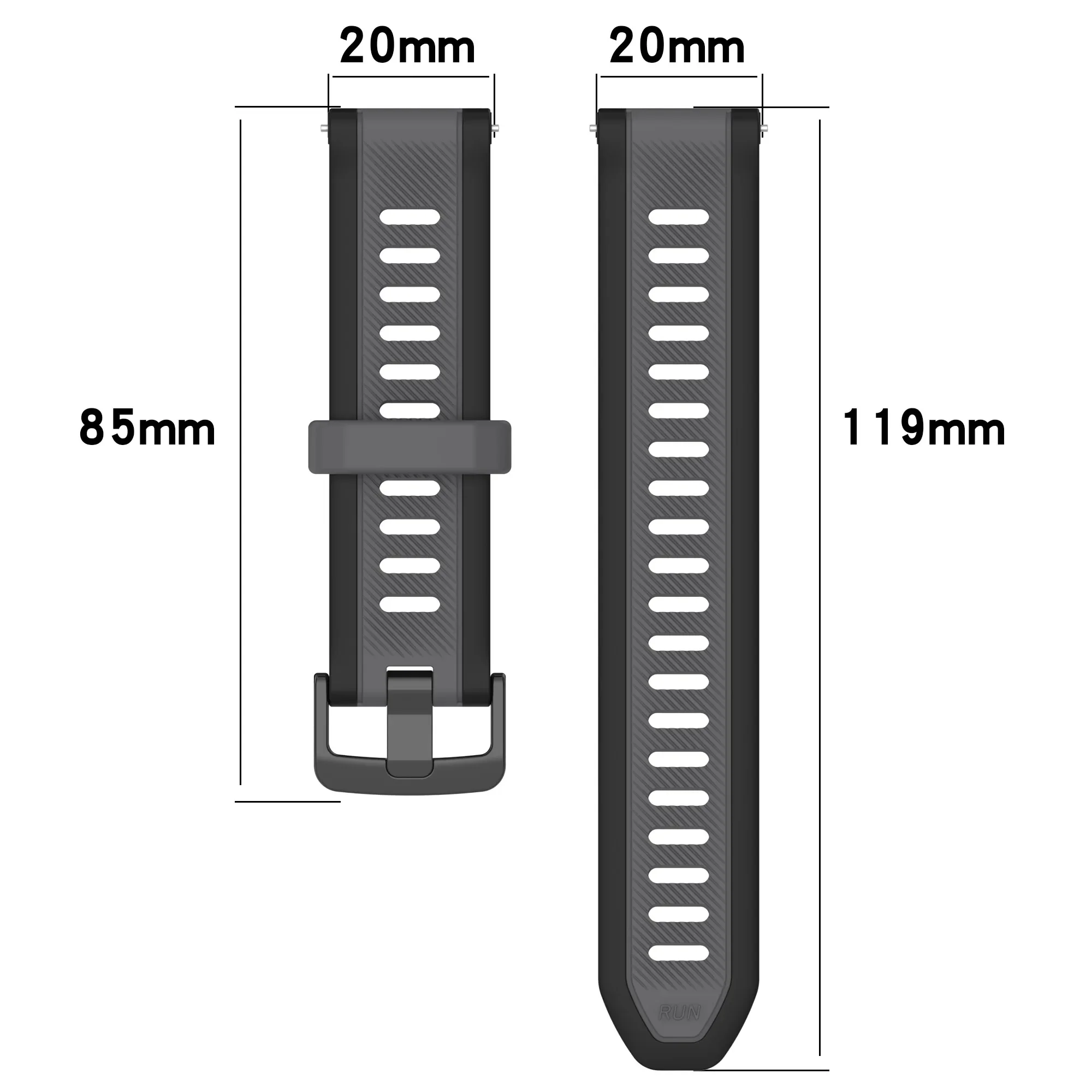 Correa de silicona ajustable para Garmin Forerunner 645, 245, 55, 158, 165, Music / Vivoactive 3 5 / Venu Sq 2, 20mm, nueva