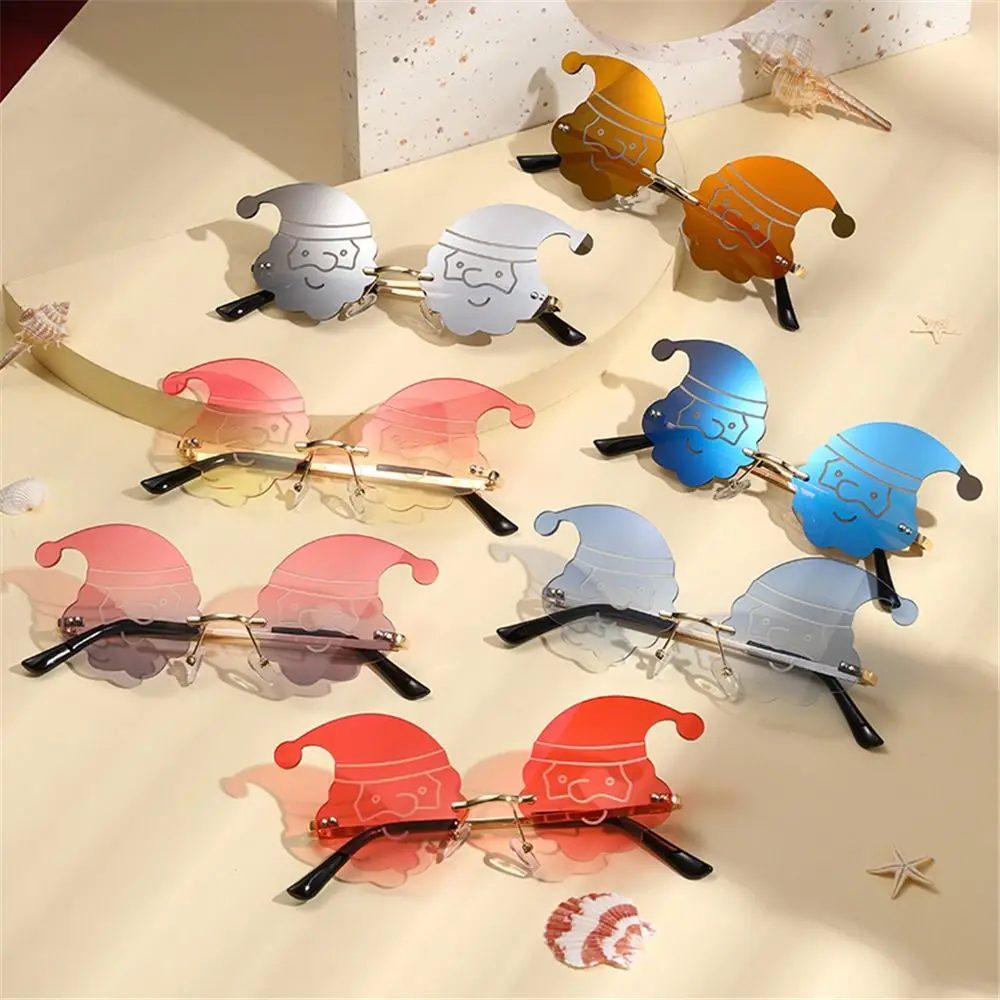 Christmas Sunglasses Cartoon Santa Claus Shaped Glasses Funny Metal Sun Glasses For Xmas Festive Parties and Celebrations