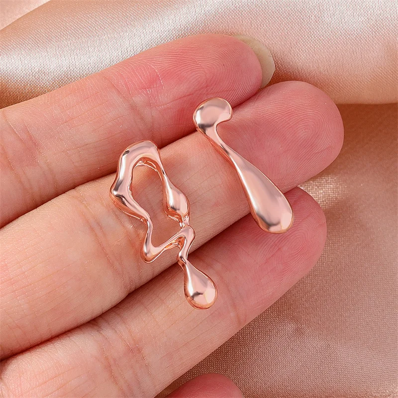 Aihua Minimalistischen Unregelmäßige Hohl Geometrie Metall Stud Ohrringe Punk Aussage Gold Farbe Ohrring Frauen Ohr Schmuck – Detail 8