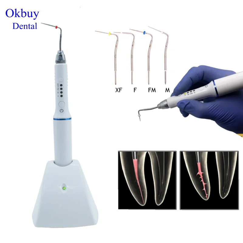 Dental Gutta Percha Cutter Double Charging Endo Obturation Pen Root Canal Filling System with 4 Tips Dentistry Tool