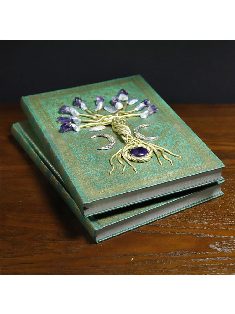 European Style Creative Notebook Tree Of Life Amethyst Original Stone Tree Personalized Relief Craft Magic Notebook Decoration