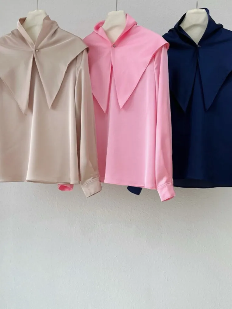 

Elegant Comfortable Loose Cotton Shirt Spring New Style Korean Style Silk Scarf Shirt Anti-Wrinkle Long Sleeve for Young Women