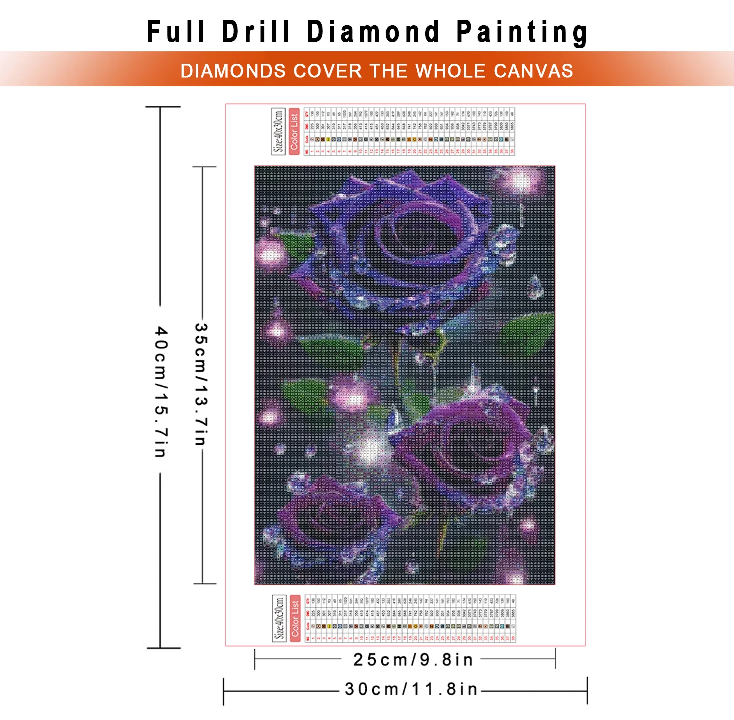 AZQSD Diamond Painting Rose Flower Cross Stitch Embroidery Floral Mosaic 30x40cm Full Square/Round Drill Picture Of Rhinestones