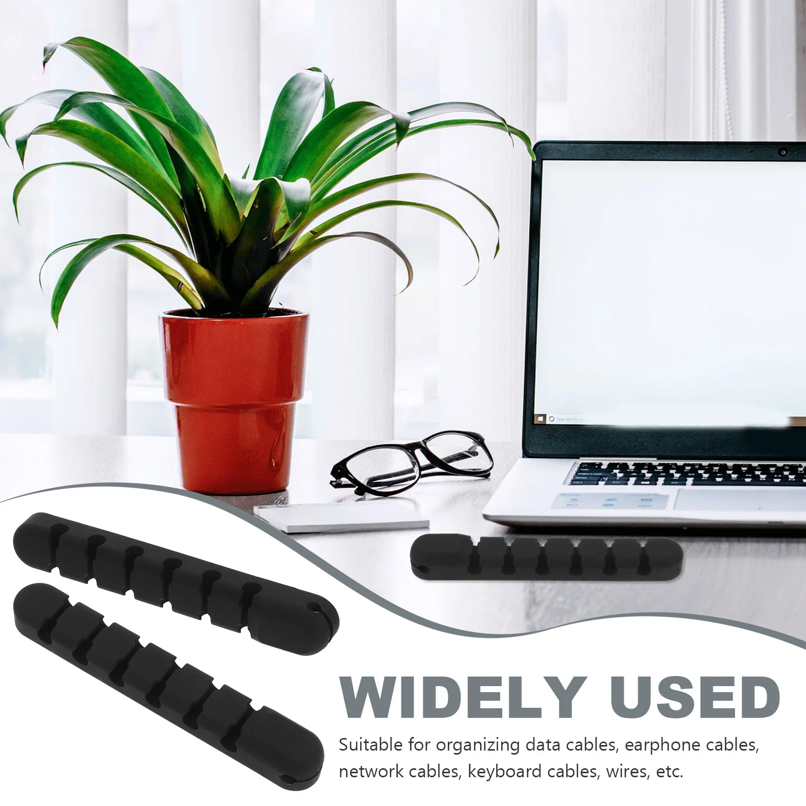 

2Pcs Desktop Cord Organizer Adhesive Cable Clips Wire Holder Clip Cable Management Holder for Earphone USB Cord Keeper