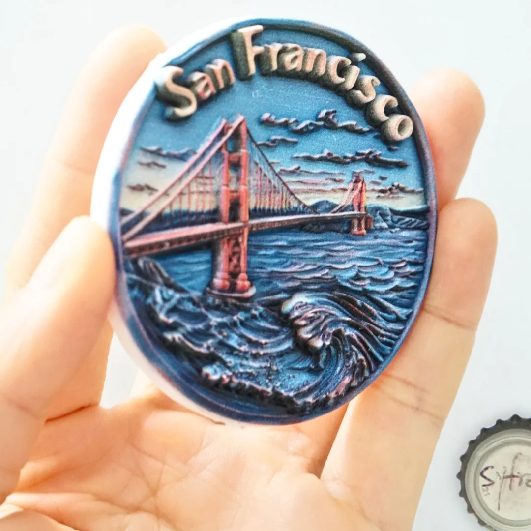 1Pc, San Francisco Travel Refrigerator Magnet, Round Refrigerator Magnet, American Landscape Refrigerator Magnet