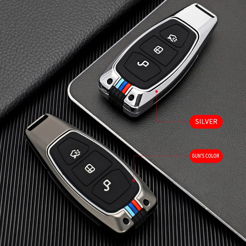 Car Key Case Cover Car Keychain Shell Rope Kit For Ford H Model 3 Button Key Three-Color Line Style Car Accessories