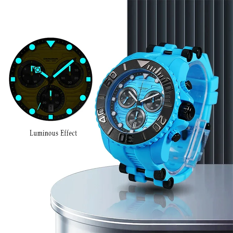 RONDA Z60 Quartz Multifunctional Movement Haute Couture Watch Hip Hop Luminous Mens Watch Date Week Display Waterproof Watch