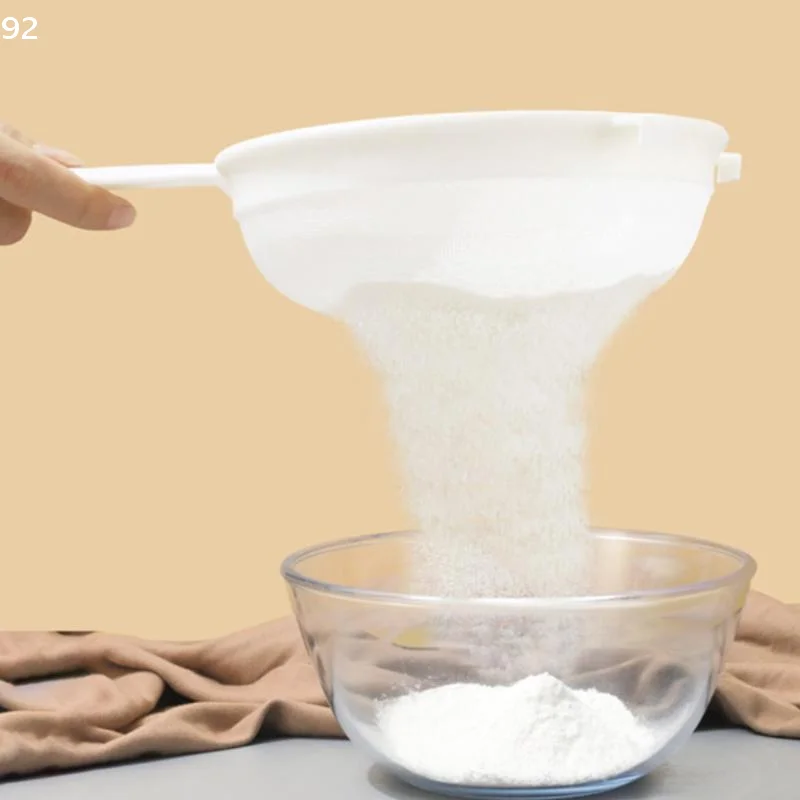 7; Kitchenware Essential; Single Plastic Mesh Spoon Strainer; Nut Milk, Flour Sieve with Handle; Soy & Coffee Filter