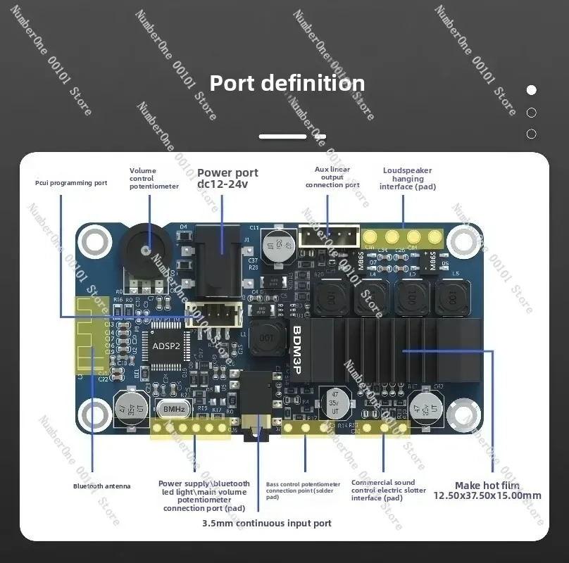 BDM3P Portable Bluetooth 5.3 Amplifier, TPA3116 2x50W Stereo Amp with DSP Tuning for Electric Car Speaker DIY Audio view 3