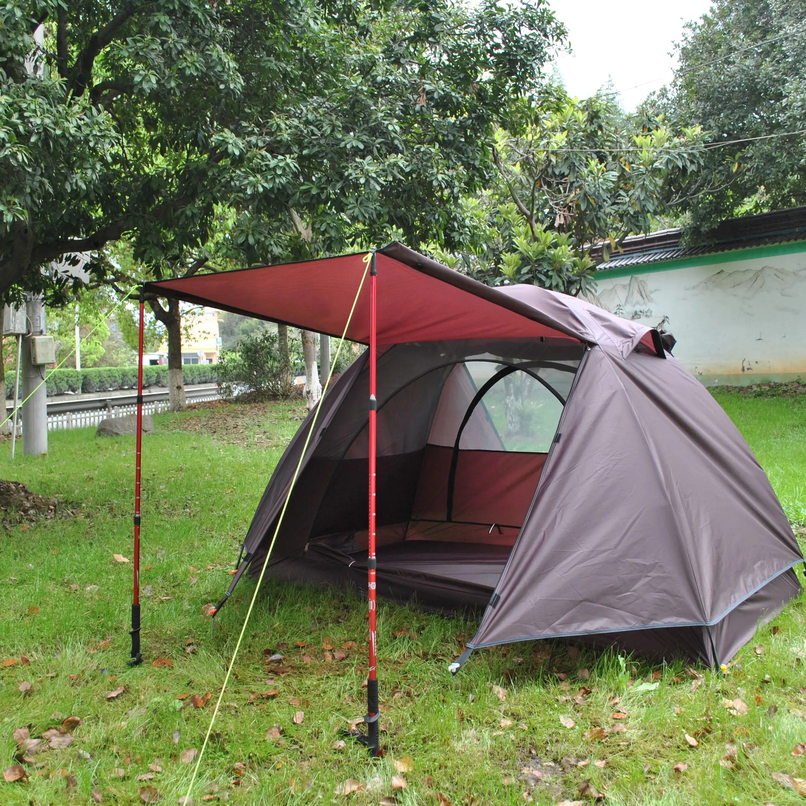 

Two person double-layer rainstorm proof outdoor camping tent, aluminum pole, high-grade tent for tourism camping supplies