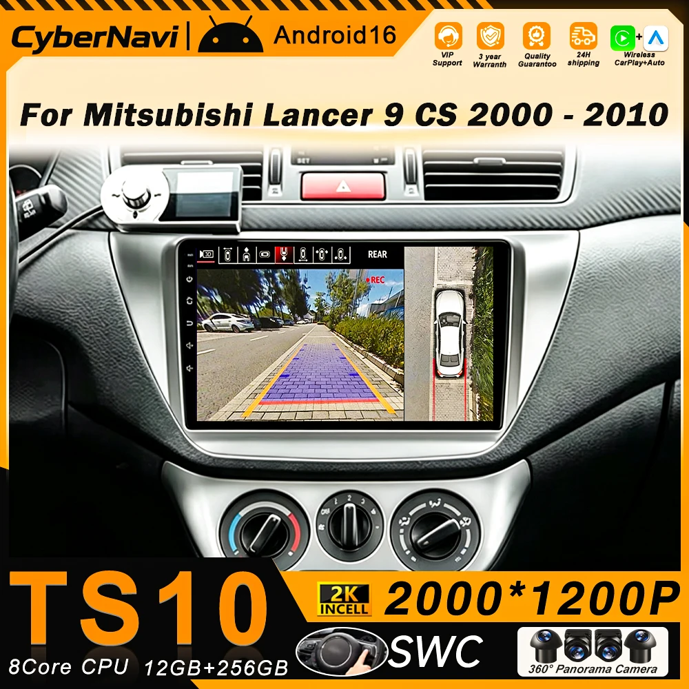 Android Auto For Mitsubishi Lancer 9 CS 2000 2001 2002 - 2010 Car Radio Carplay Stereo QLED GPS Navigation No 2din DVD Bluetooth
