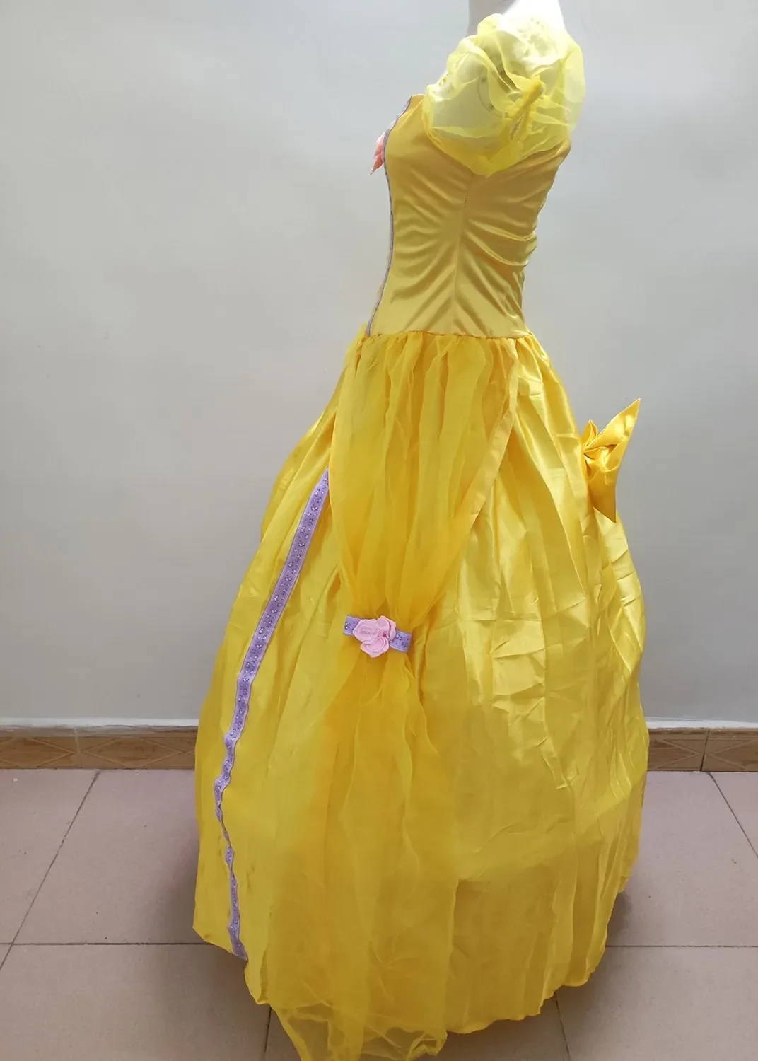 Adult Yellow Beauty And The Beast Princess Belle Costume Halloween Cosplay Party Masquerade Bell Court Queen Roles Suit