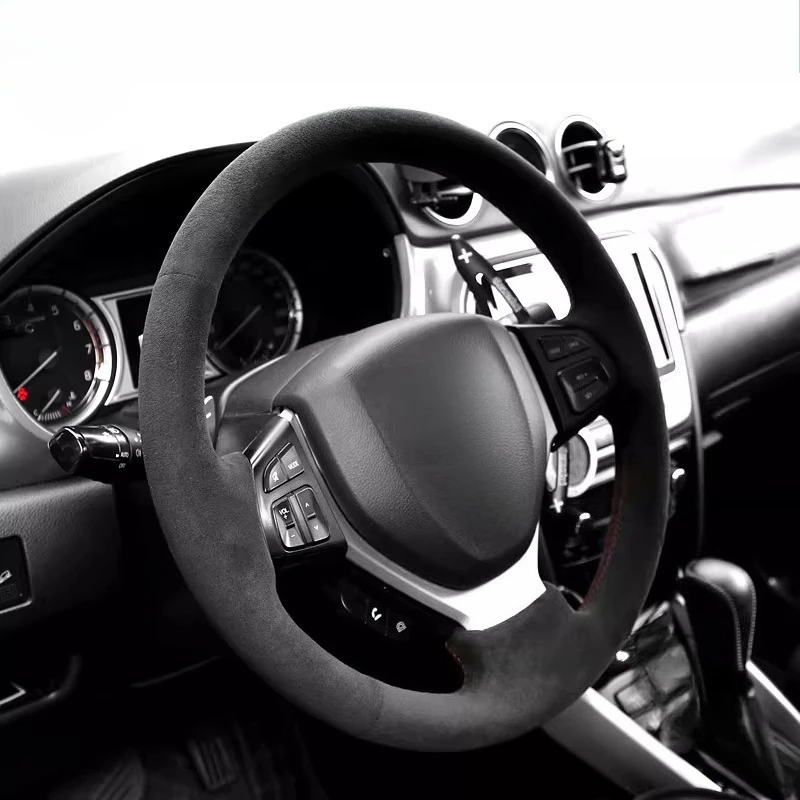 

Car Steering Wheel Cover Black Leather Hand-Stitched for Suzuki Vitara Escudo LY Fourth Generation